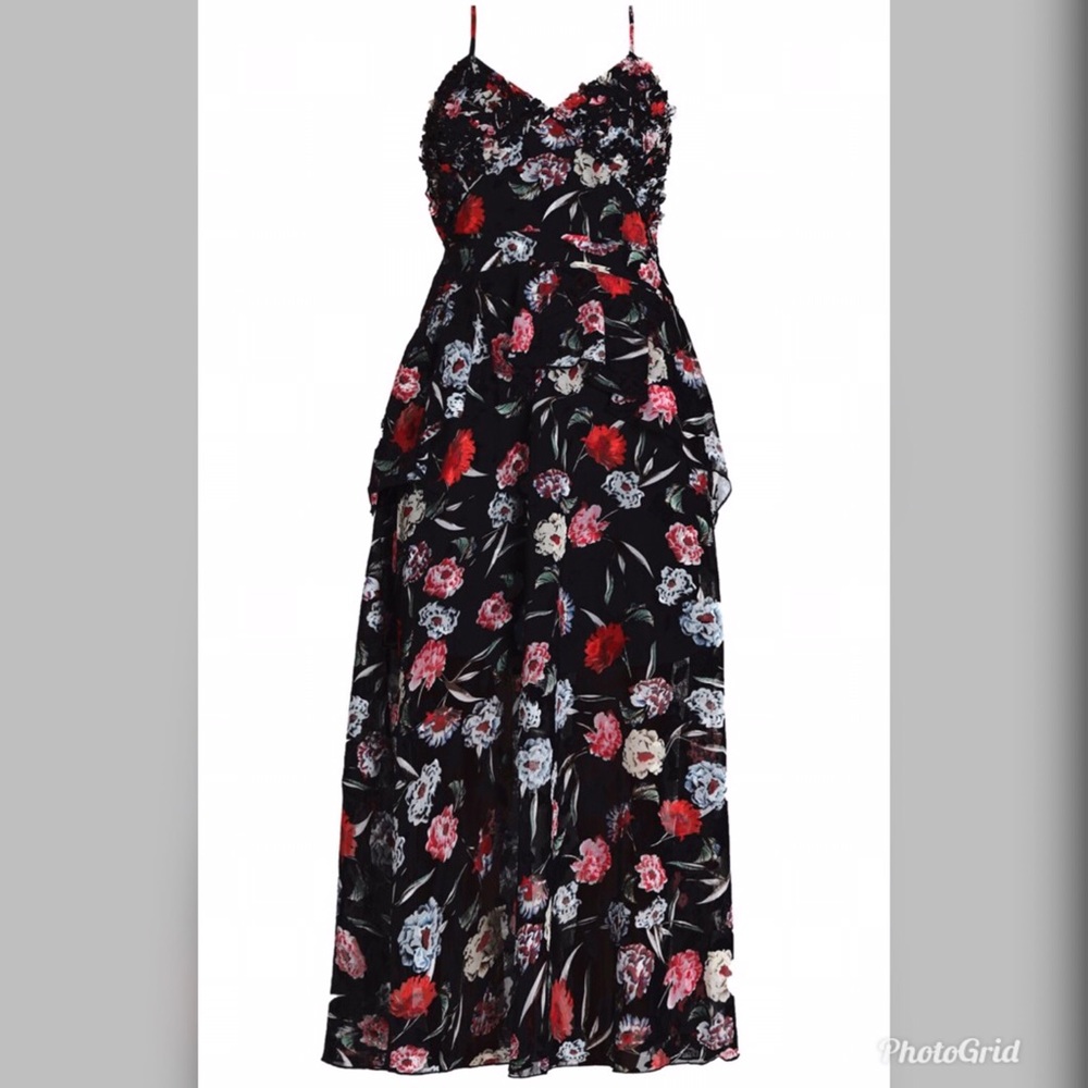 Foxiedox Floral Midi Dress - Black and Red - Picture 2 of 4